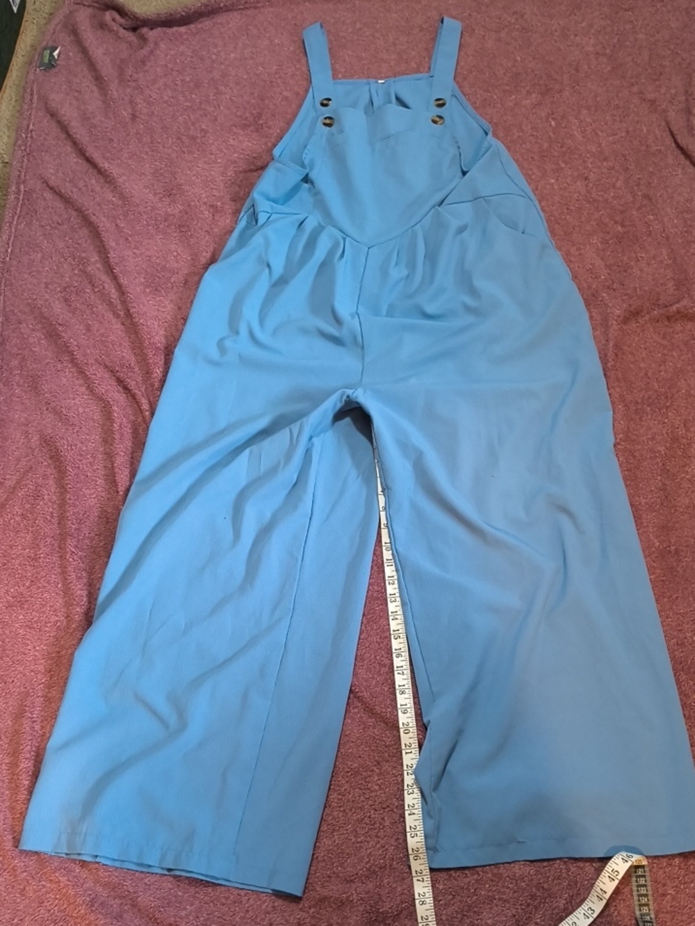 Light Blue Wide-Leg Cotton-Blend Jumpsuit